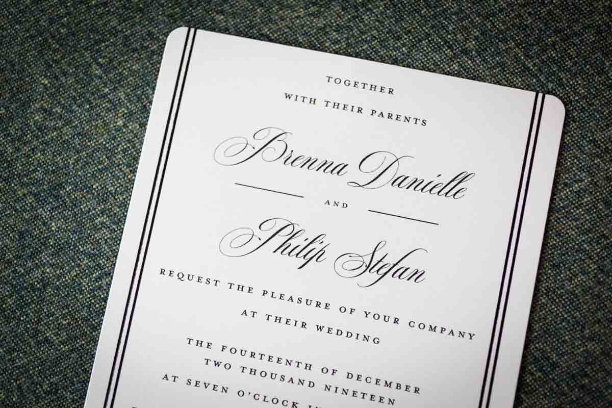 Wedding invitation for a Four Seasons Hotel New York Downtown wedding