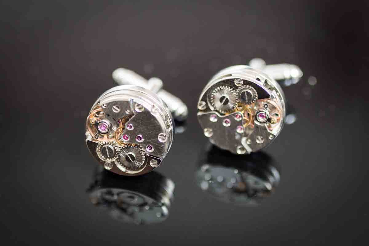 Cufflinks made from clock parts