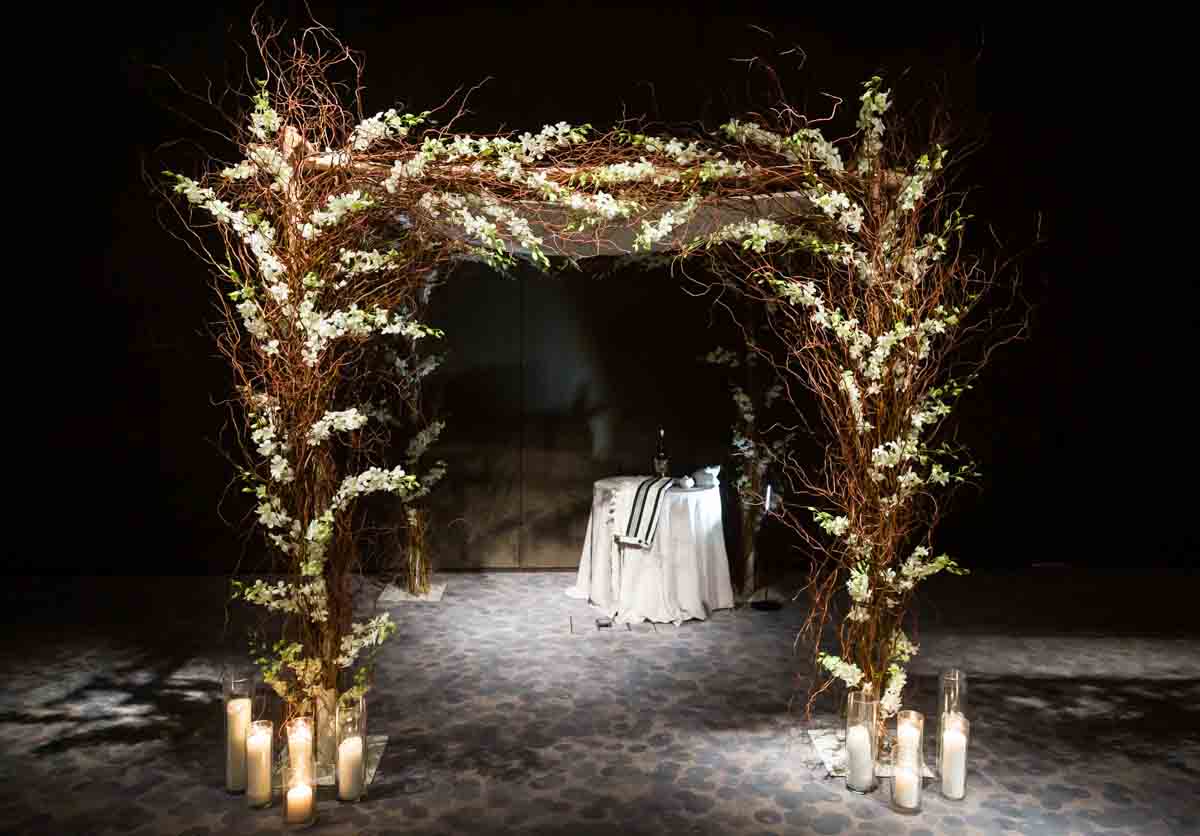 Floral branch chuppah for a Four Seasons Hotel New York Downtown wedding