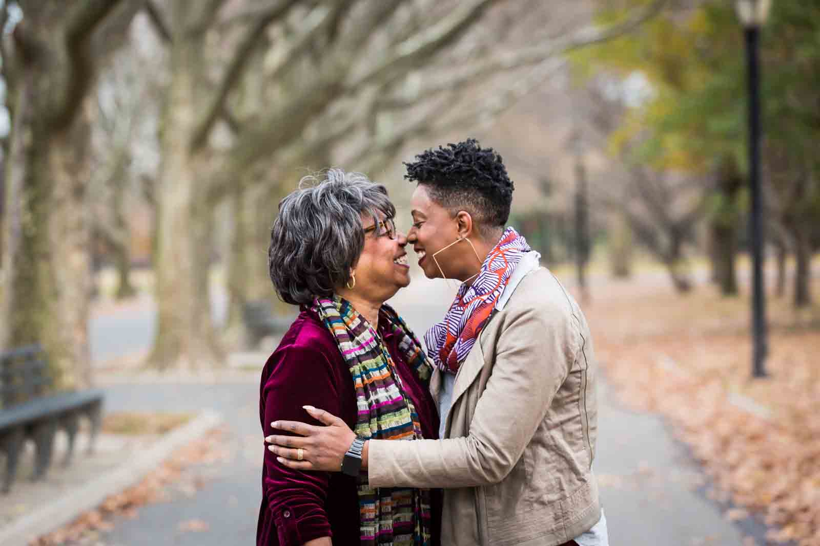 Flushing Meadows Corona Park family portrait of mother and daughter touching noses