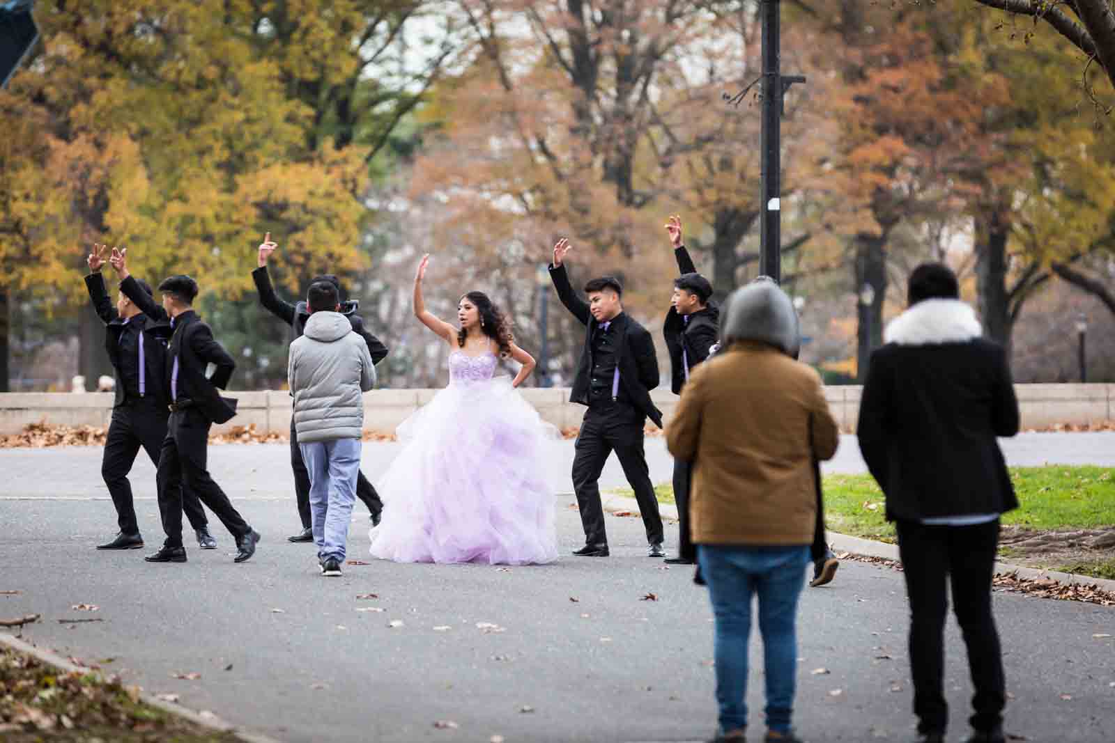 Quinceanera video shoot in Flushing Meadows Corona Park