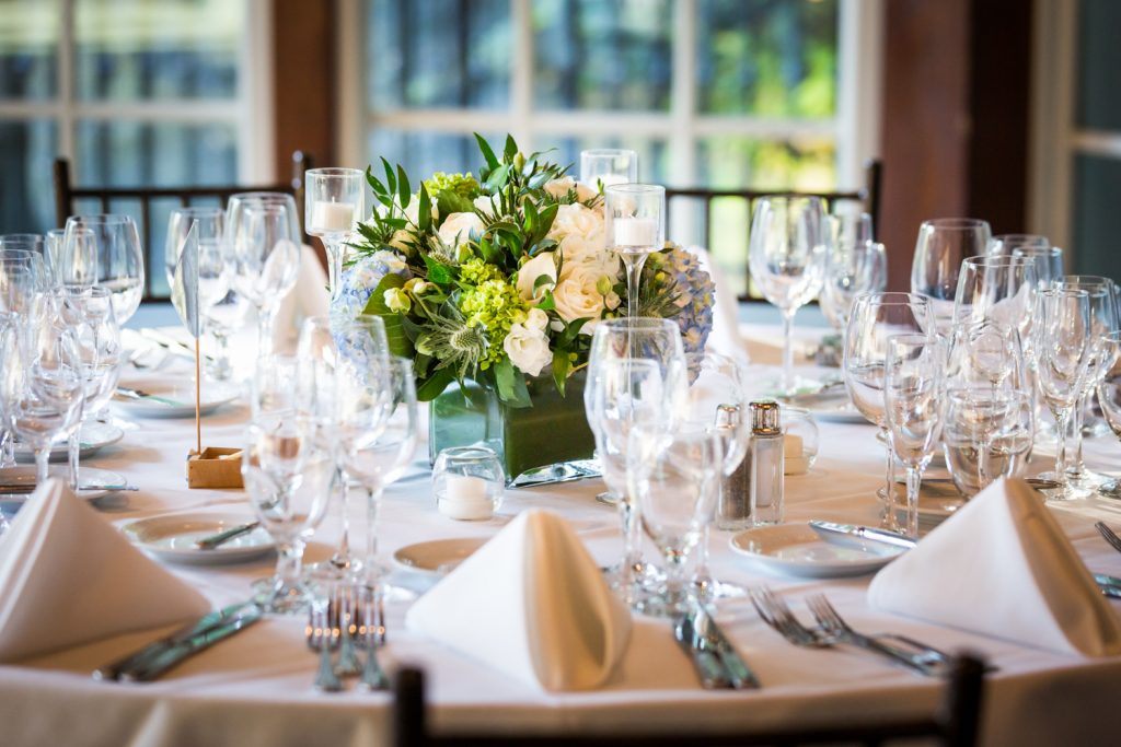 Table setting at a Central Park Boathouse wedding