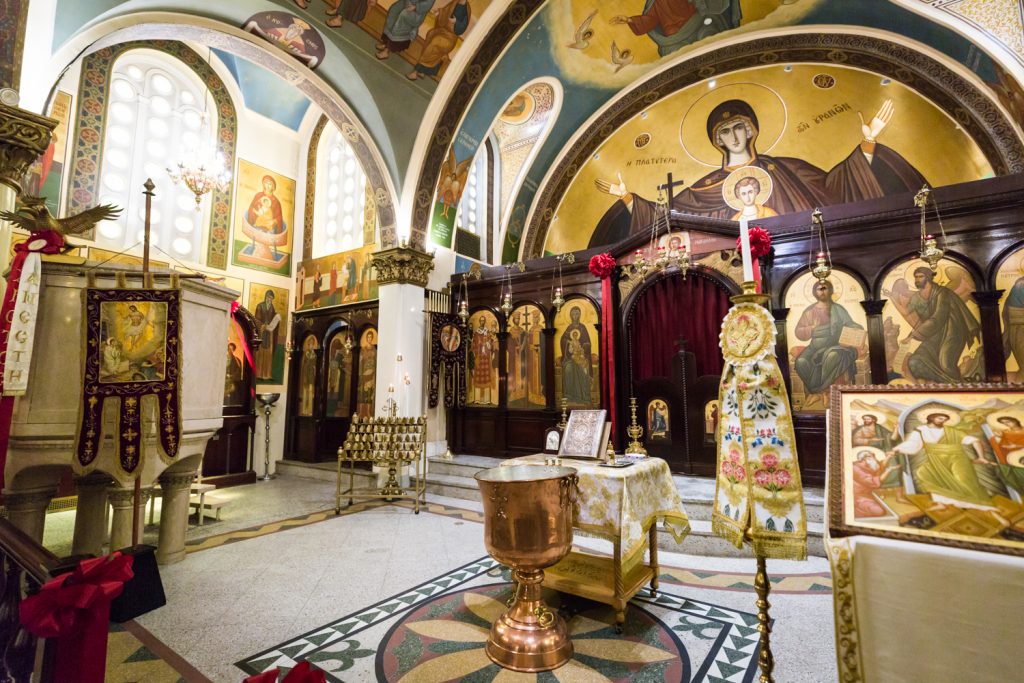 Altar area of Saints Constantine and Helen Greek Orthodox Cathedral of Brooklyn