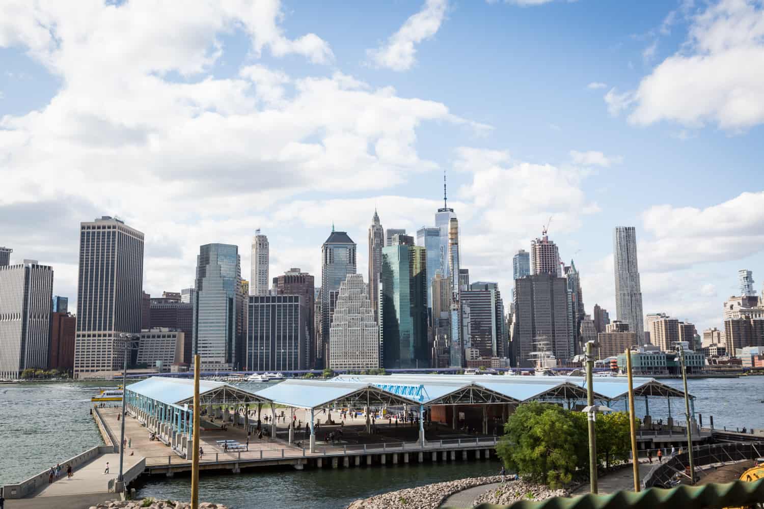 NYC skyline and Brooklyn Bridge Park