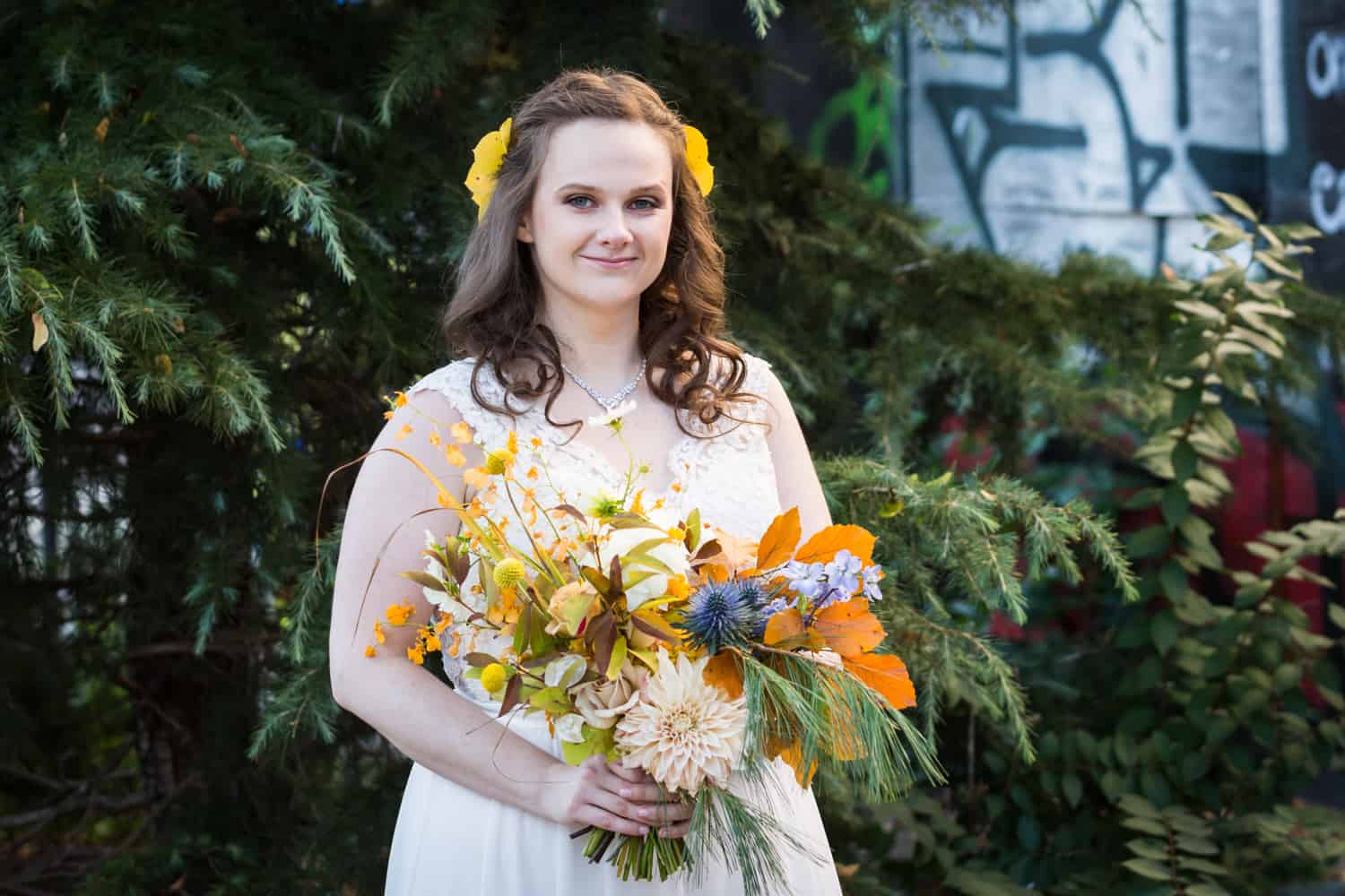 Bride holding bouquet for an article on Covid-19 wedding planning