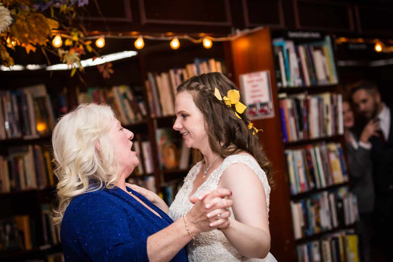 Bride dancing with mother at a Housing Works Bookstore Cafe wedding