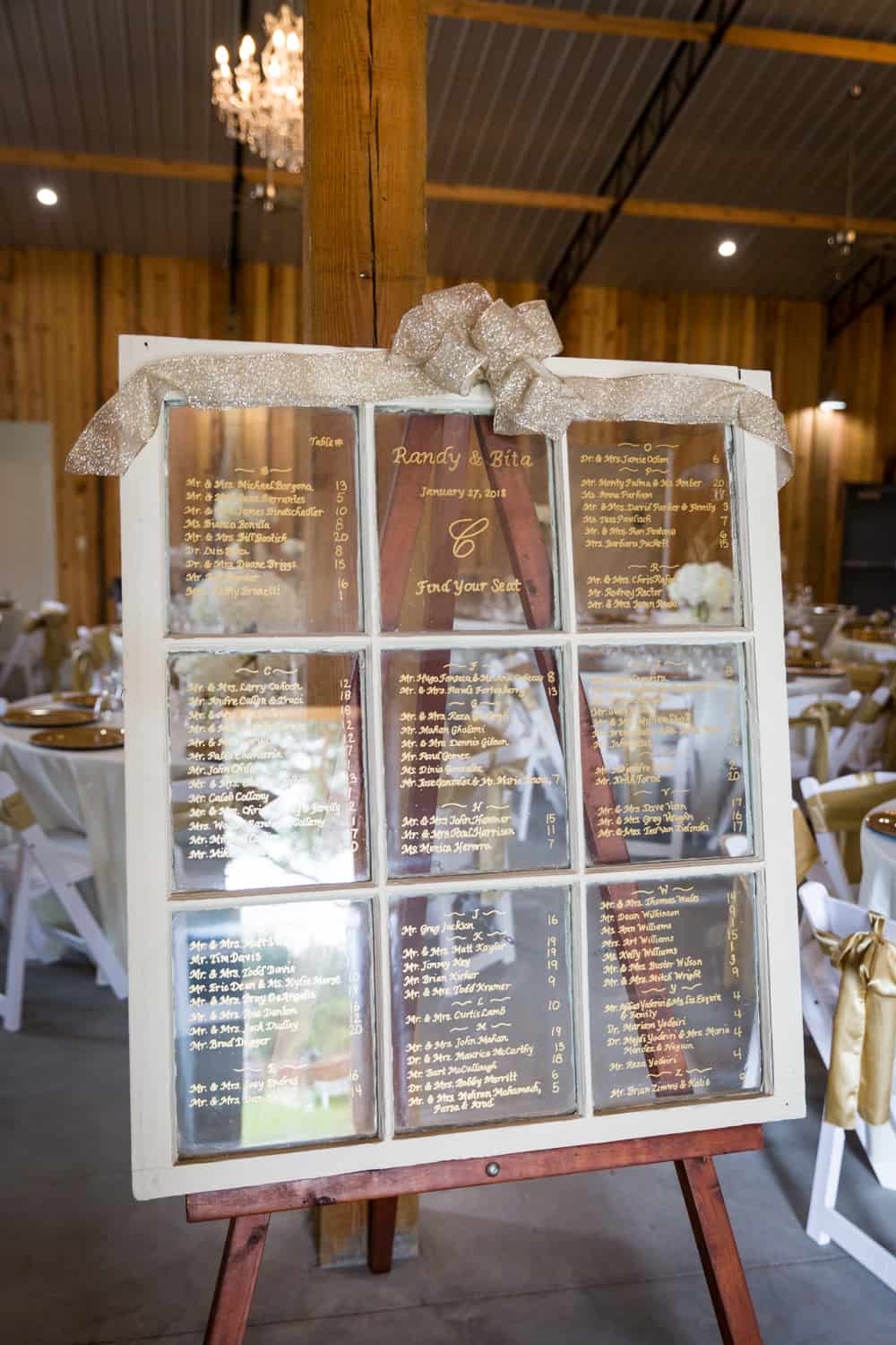 Window written with wedding seating chart