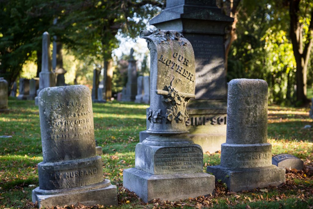 Three graves for an article on visiting Green-Wood Cemetery