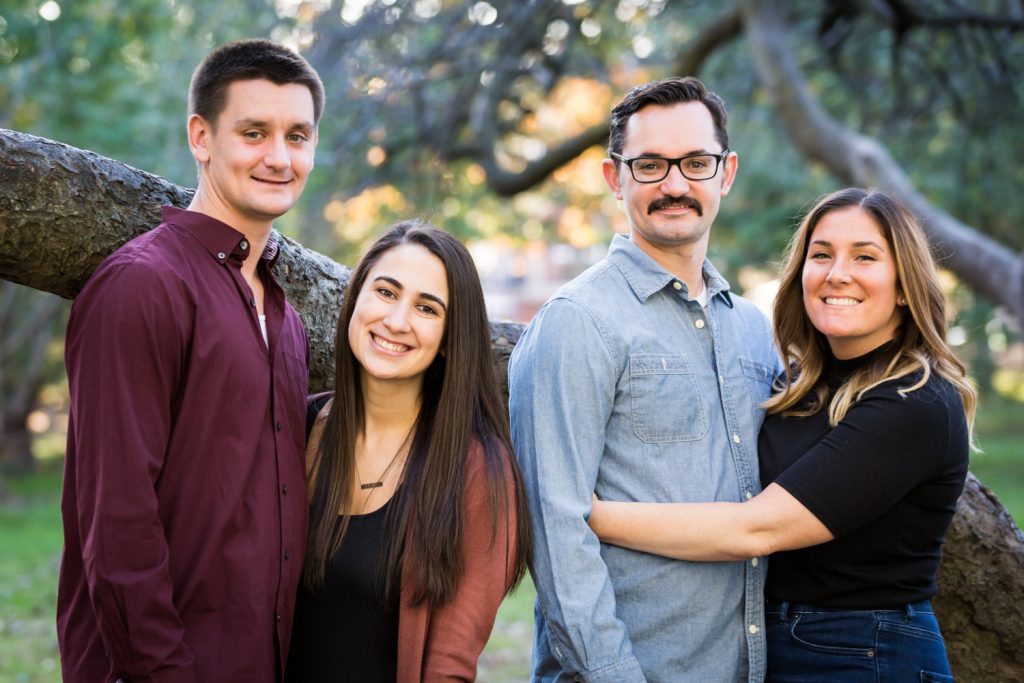 Two couples during a Juniper Valley Park family portrait session