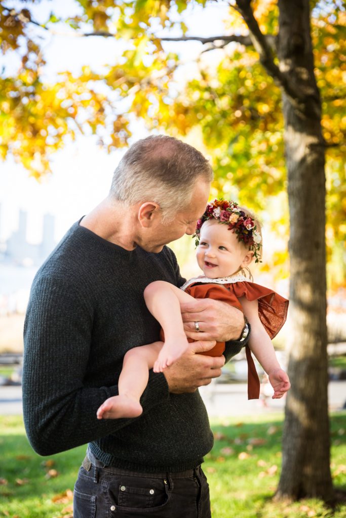 Father holding little girl in Riverside Park