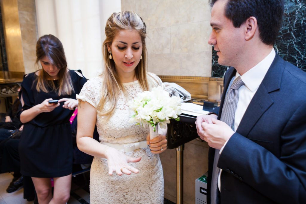 Waiting for a Manhattan Marriage Bureau wedding to take place, by NYC wedding photojournalist, Kelly Williams