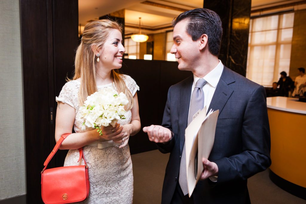 Waiting for a Manhattan Marriage Bureau wedding to take place, by NYC wedding photojournalist, Kelly Williams