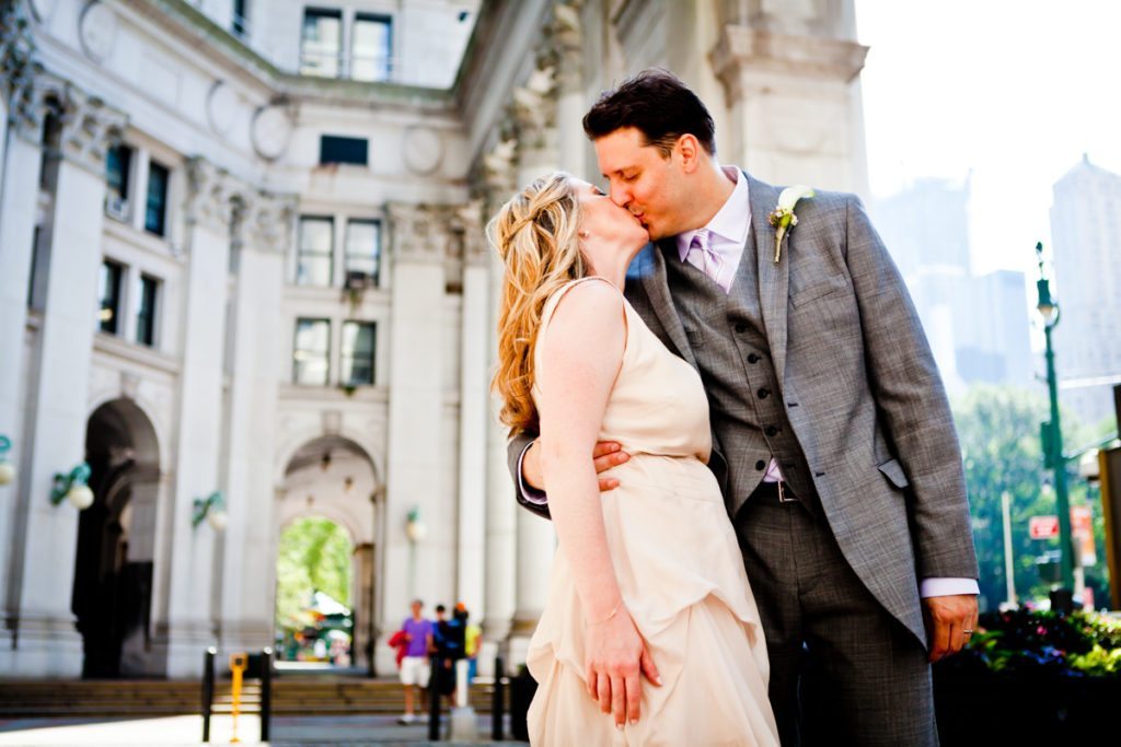 Bride and groom portraits by NYC City Hall wedding photographer, Kelly Williams