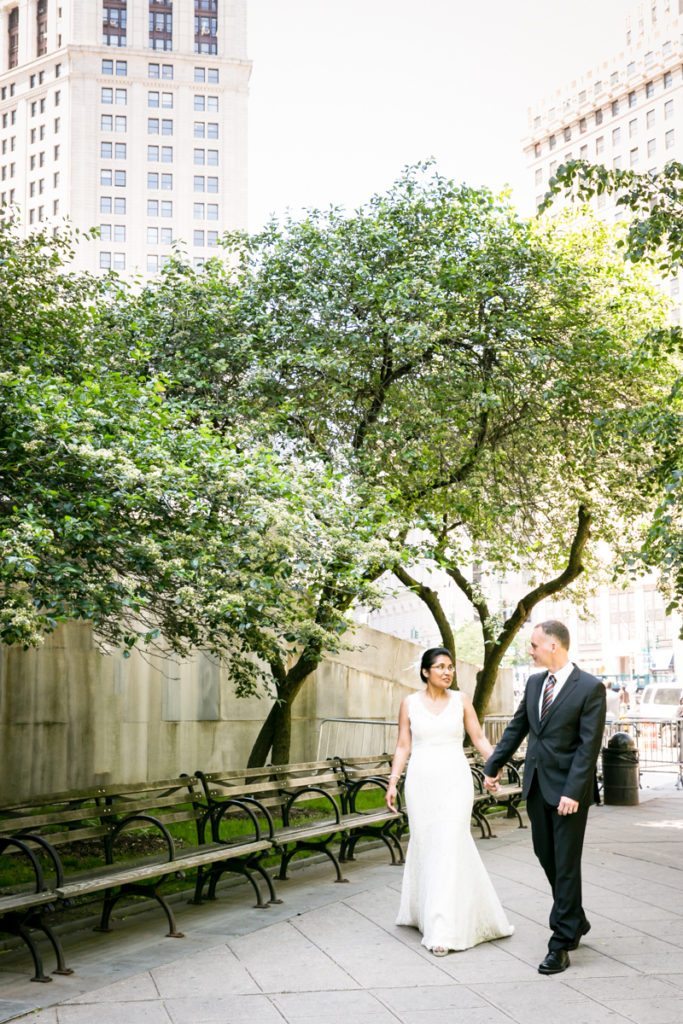 Portrait of a bride and groom, by NYC City Hall wedding photographer, Kelly Williams