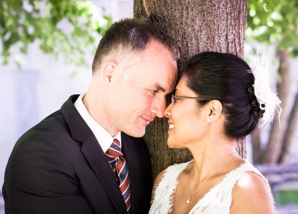 Portrait of a bride and groom, by NYC City Hall wedding photographer, Kelly Williams
