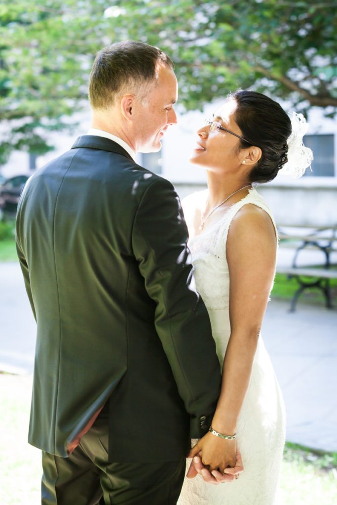 Portrait of a bride and groom, by NYC City Hall wedding photographer, Kelly Williams