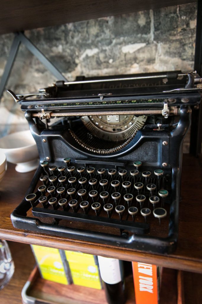 Detail of a typewriter displayed