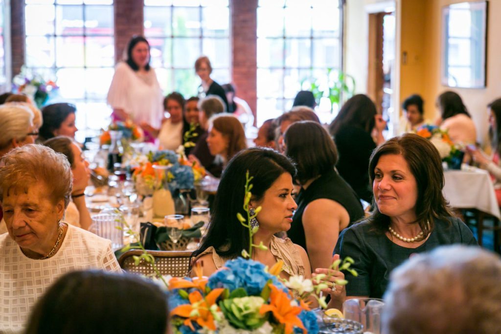 Guests mingling at  the bridal shower by Bay Ridge wedding photographer, Kelly Williams
