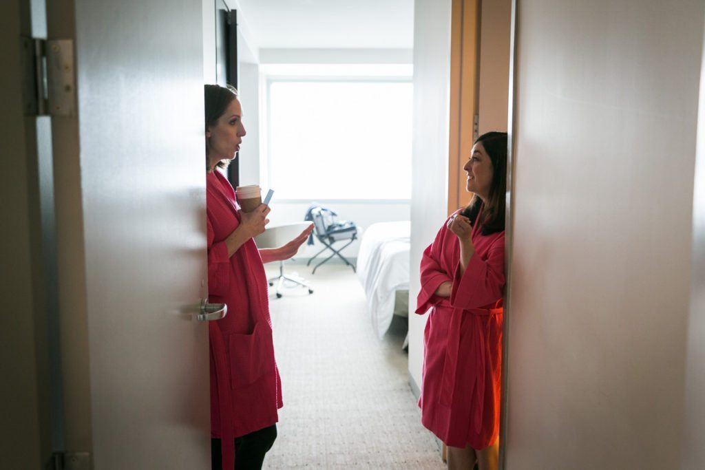 Getting ready candid by Hoboken wedding photographer, Kelly Williams