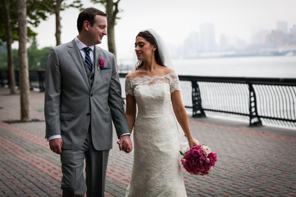 Bride and groom portrait by Hoboken wedding photographer, Kelly Williams