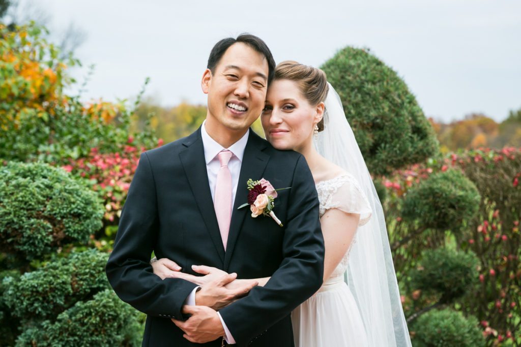 Portrait of the bride and groom, by Douglaston Manor wedding photographer, Kelly Williams