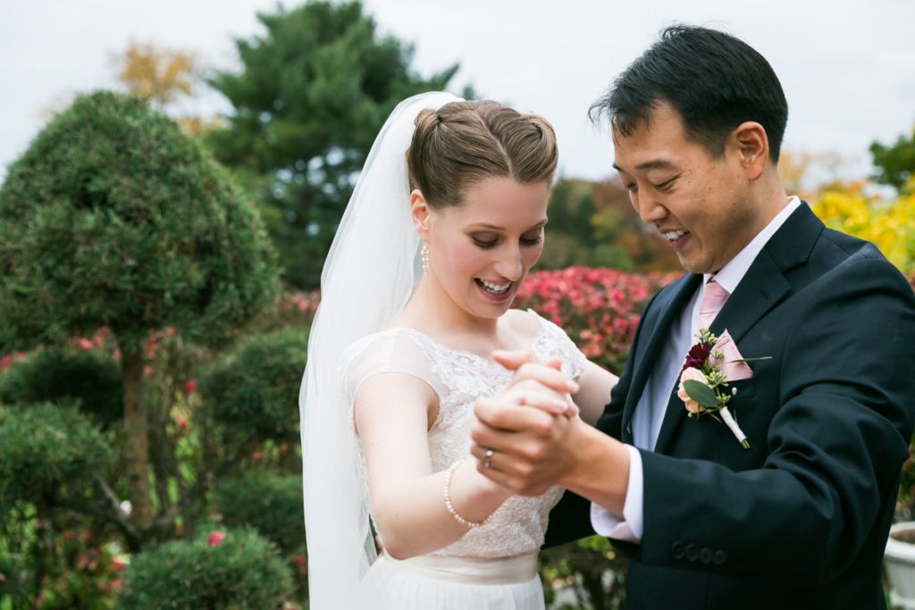 Portrait of the bride and groom, by Douglaston Manor wedding photographer, Kelly Williams