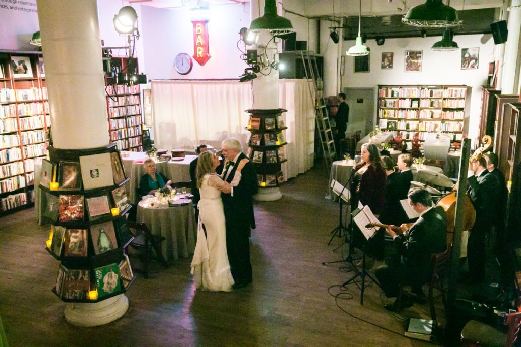 Reception photos from a Housing Works Bookstore wedding, by NYC wedding photojournalist, Kelly Williams