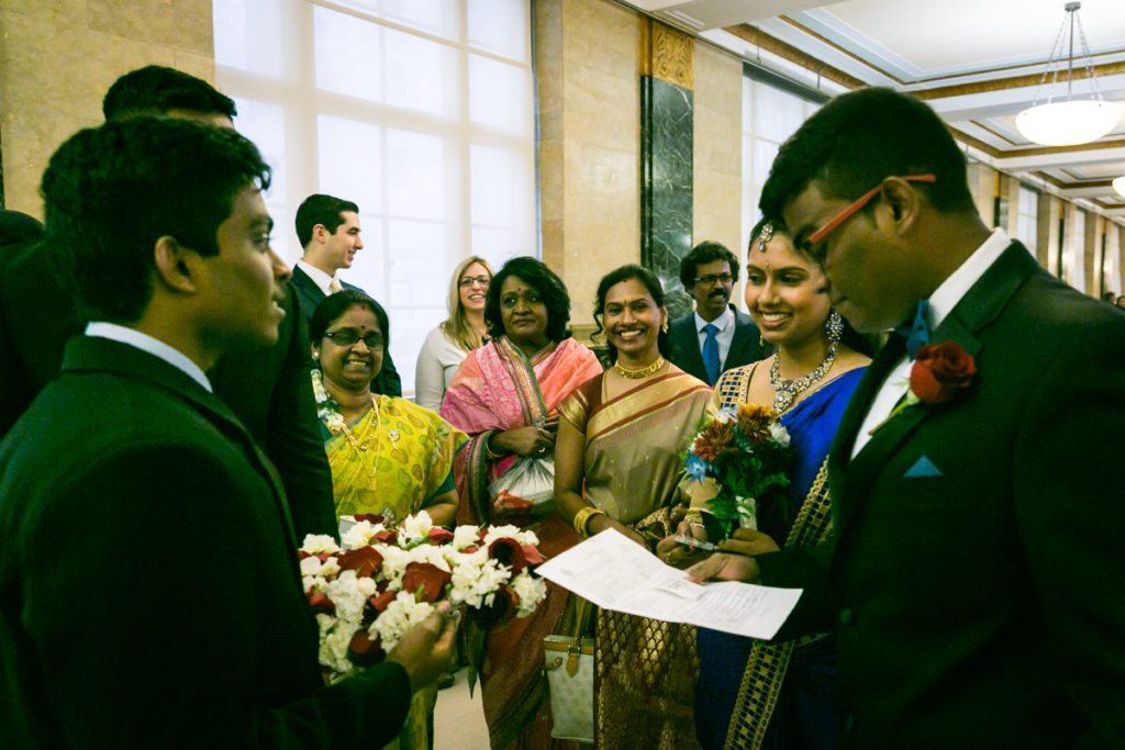 A Sri Lankan couple gets married at the Manhattan Marriage Bureau, by NYC City Hall Indian wedding photographer, Kelly Williams
