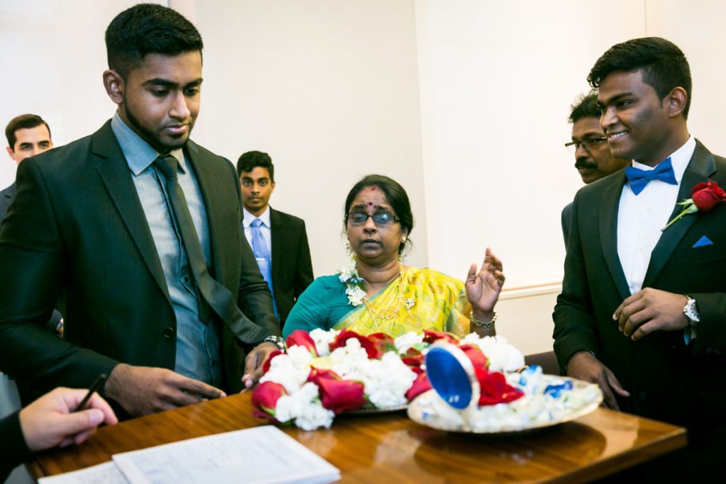 A Sri Lankan couple gets married at the Manhattan Marriage Bureau, by NYC City Hall Indian wedding photographer, Kelly Williams