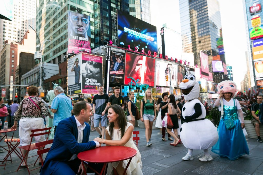 Photo from an engagement shoot to accompany an article about what do you do after you get engaged, by Times Square engagement photographer, Kelly Williams