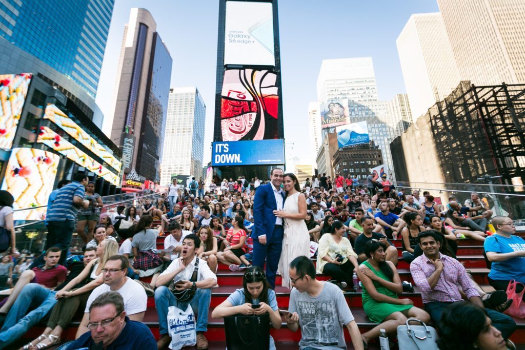 Photo from an engagement shoot to accompany an article about what do you do after you get engaged, by Times Square engagement photographer, Kelly Williams