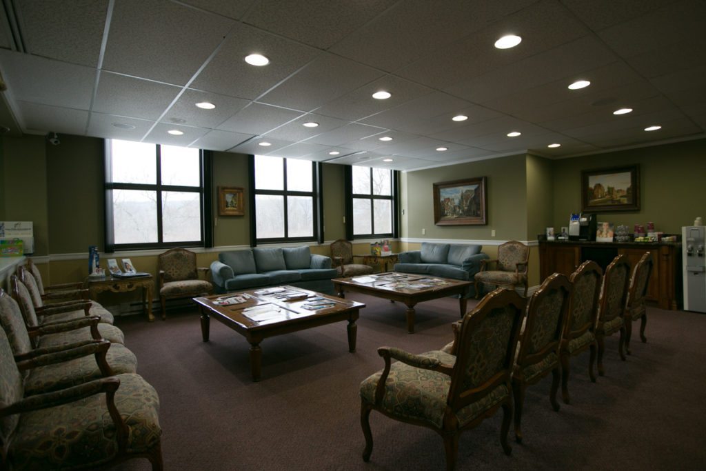 The waiting room of a dental office, as photographed by executive portrait photographer, Kelly Williams