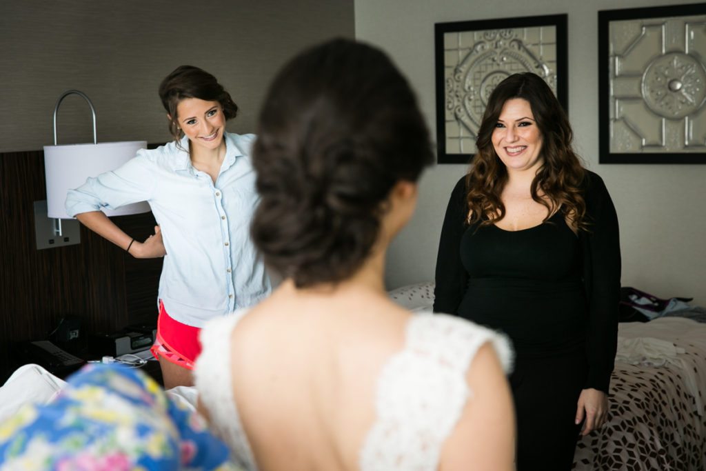 Bride getting ready for her Fordham University Church wedding