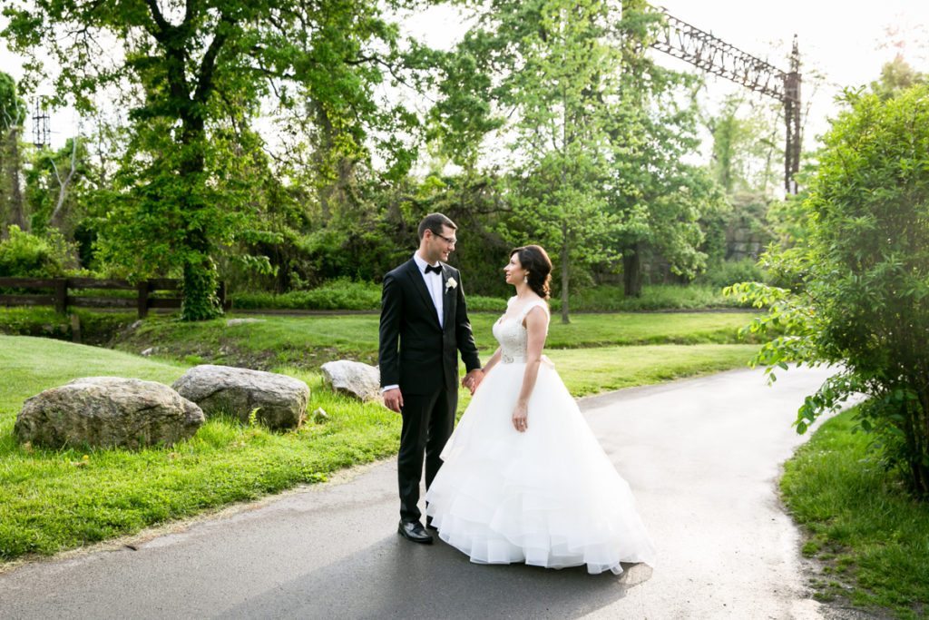 Bride and groom portrait after their Fordham University Church wedding