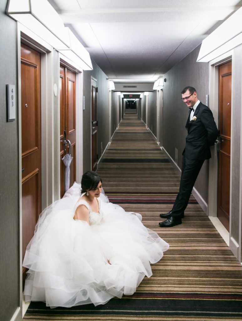 Bride and groom exhausted after their Fordham University Church wedding