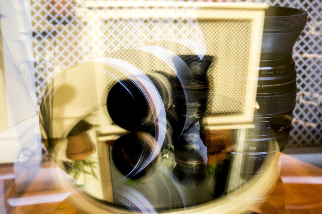 Double exposure of Canon telephoto lenses, photographed by Kelly Williams