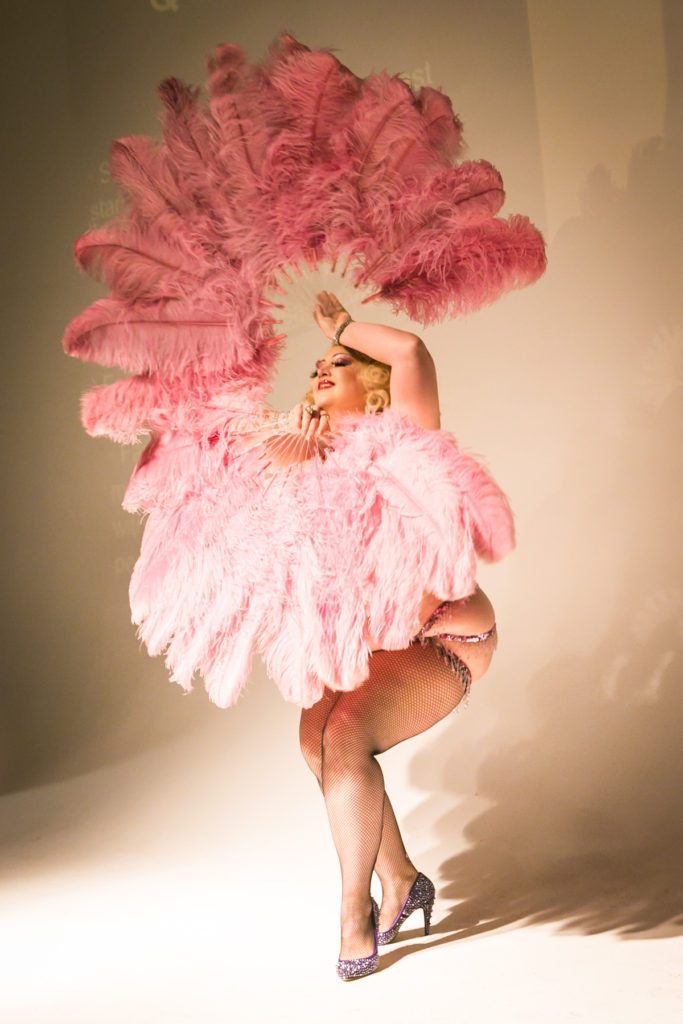 Miss Dirty Martini performing at the Atlas Obscura burlesque history lecture and cabaret performance