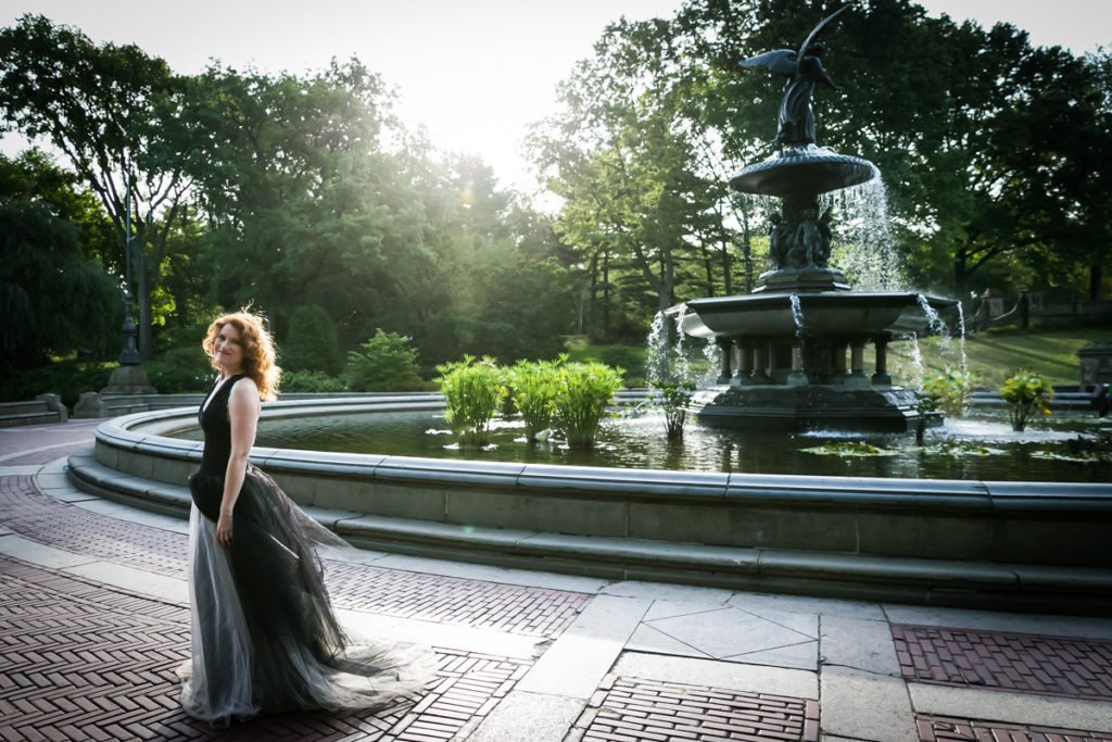 Couple at the Bethesda Fountain for an article on Central Park engagement shoot tips by NYC engagement photographer, Kelly Williams