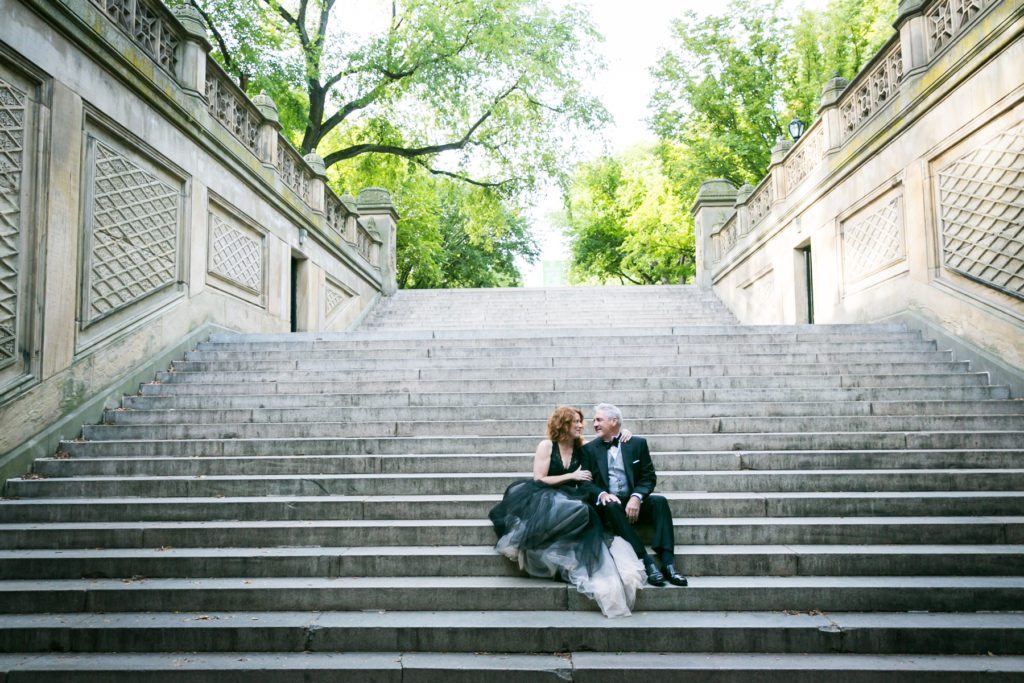 Couple at the Mosaic Arcade for an article on Central Park engagement shoot tips by NYC engagement photographer, Kelly Williams