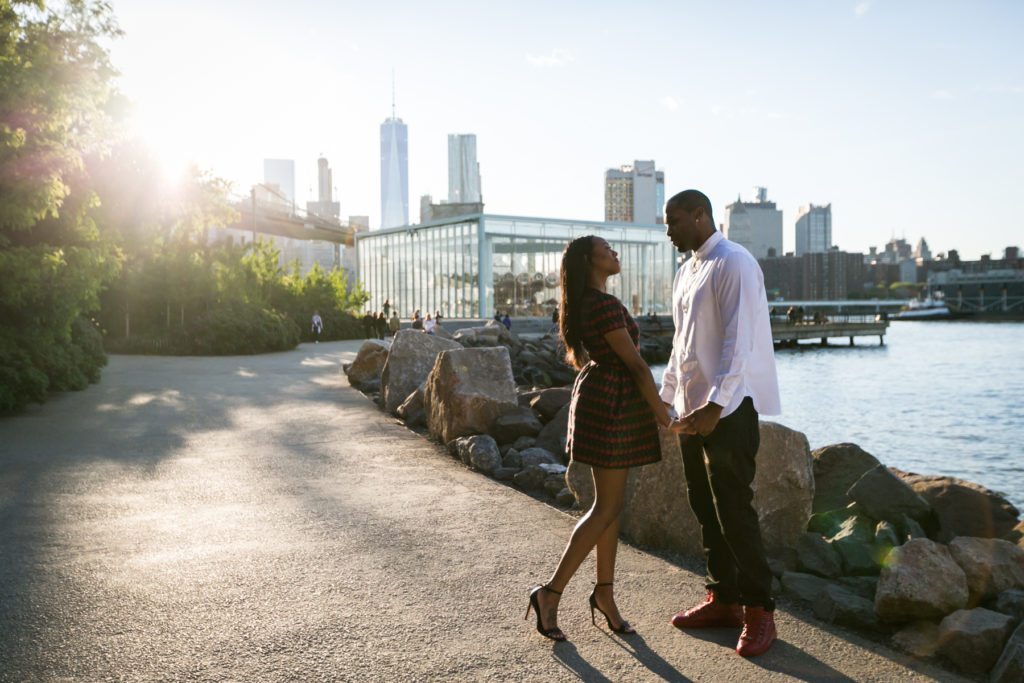 Brooklyn Bridge Park engagement photos by Brooklyn engagement photographer, Kelly Williams