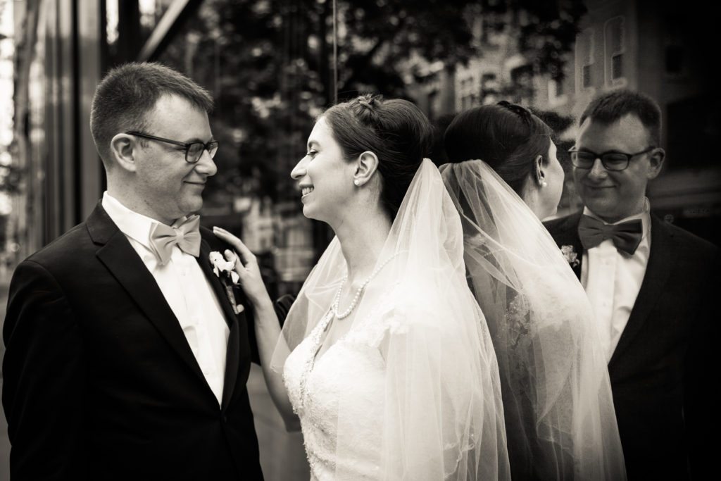 Bride and groom portrait before a Columbus Citizens Foundation wedding by NYC wedding photojournalist, Kelly Williams