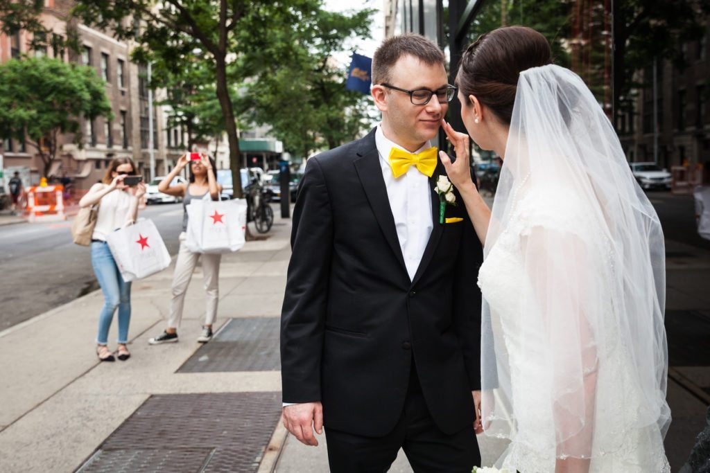 Bride and groom portrait before a Columbus Citizens Foundation wedding by NYC wedding photojournalist, Kelly Williams