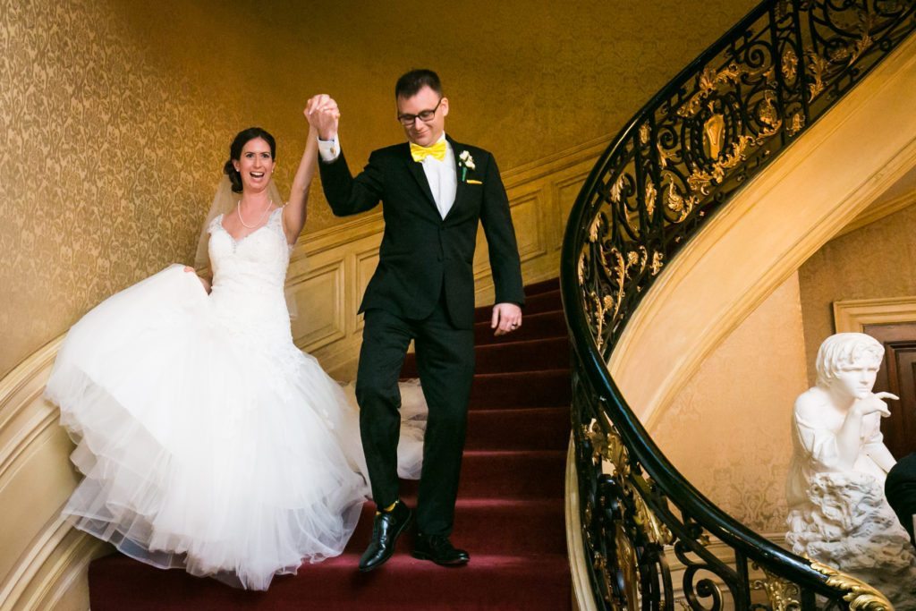 Bride and groom introduced at a Columbus Citizens Foundation wedding by NYC wedding photojournalist, Kelly Williams