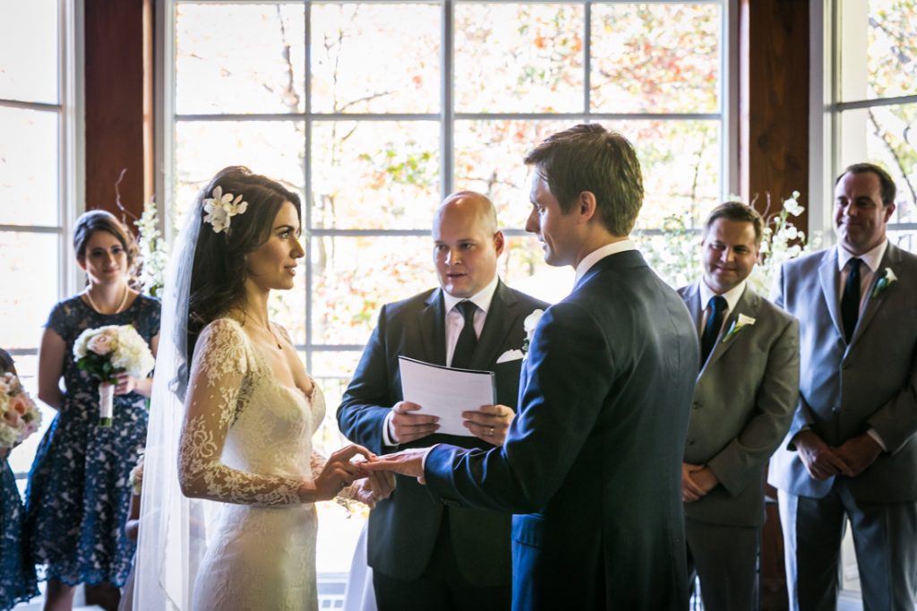 Bride and groom saying vows for an article on wedding officiant tips