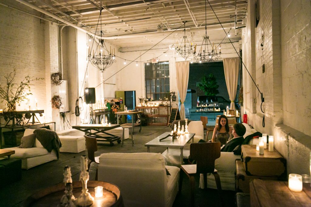 Wide shot of Atelier Roquette wedding venue with candles