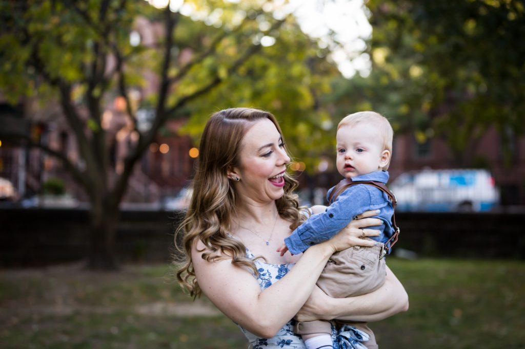 Color photo of mother holding baby boy