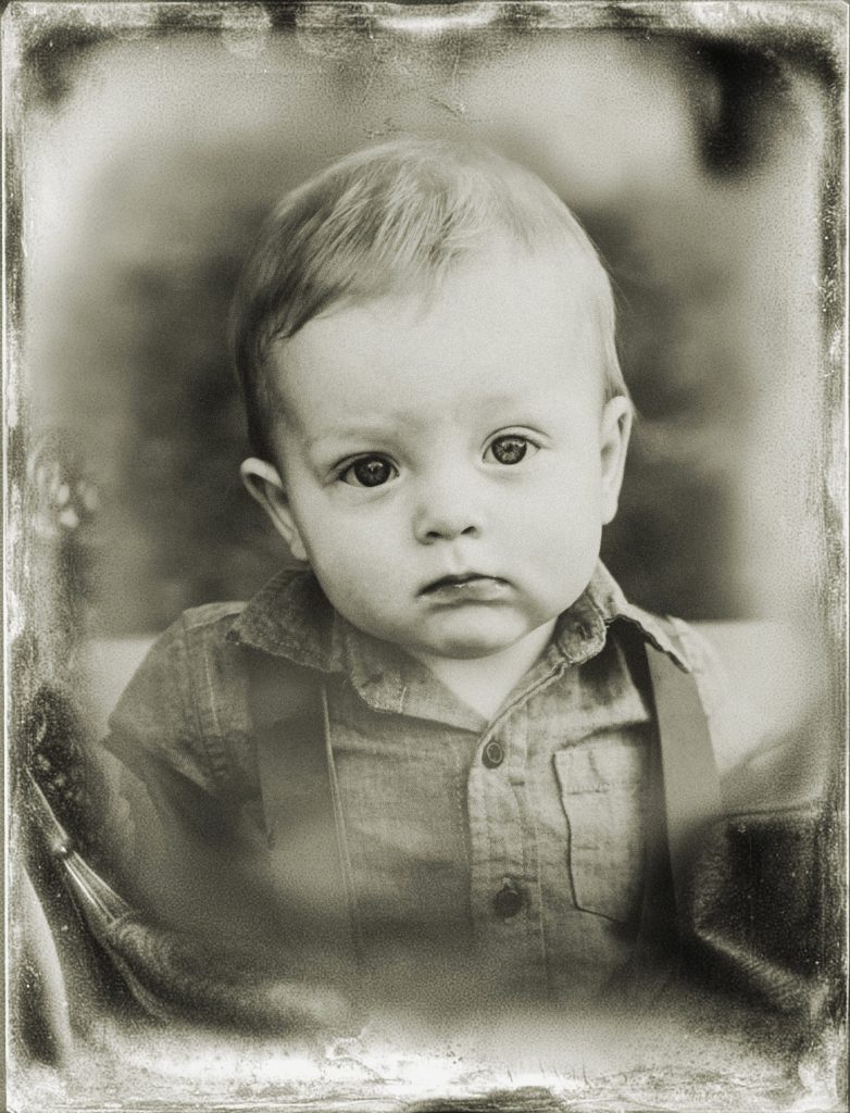 Digital tintype portrait of little boy