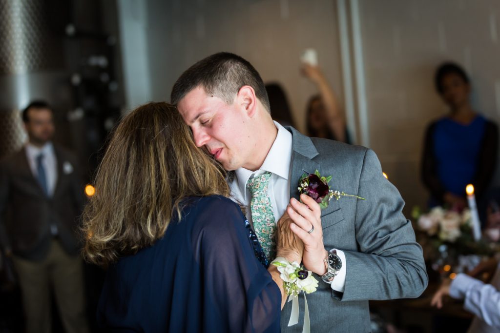 Brooklyn Winery wedding photos of mother-son dance