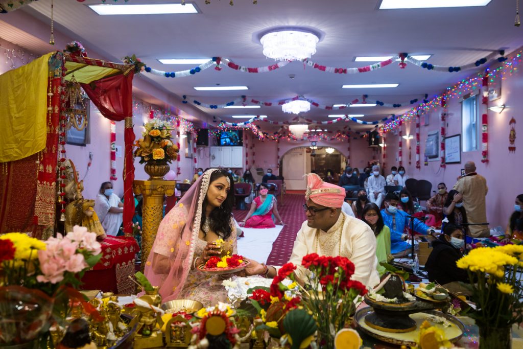 Sagai ceremony photos of bride and groom on stage