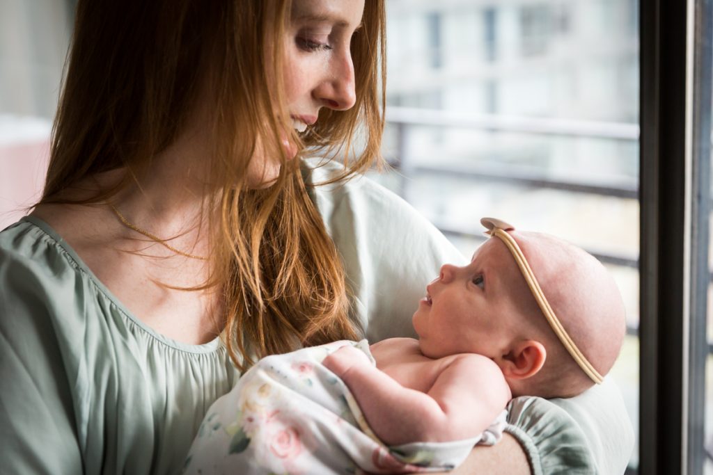 Upper West Side newborn portrait mother holding baby
